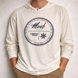 Apex EMI White Moab Graphic Lightweight Hooded Shirt Sz L